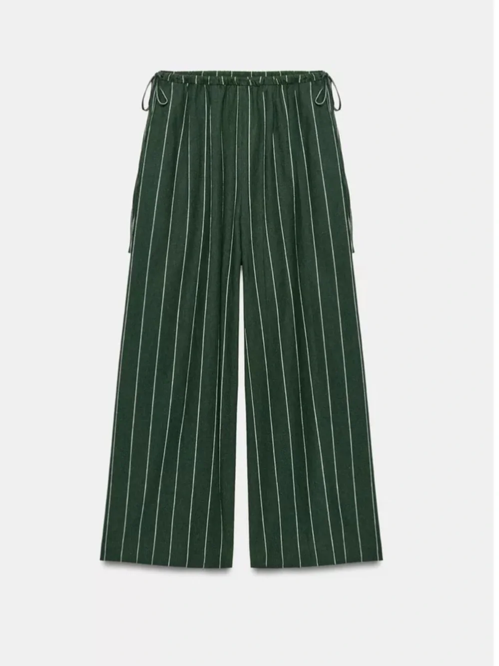 Zara  Wide-Leg Linen Pinstripe Trousers